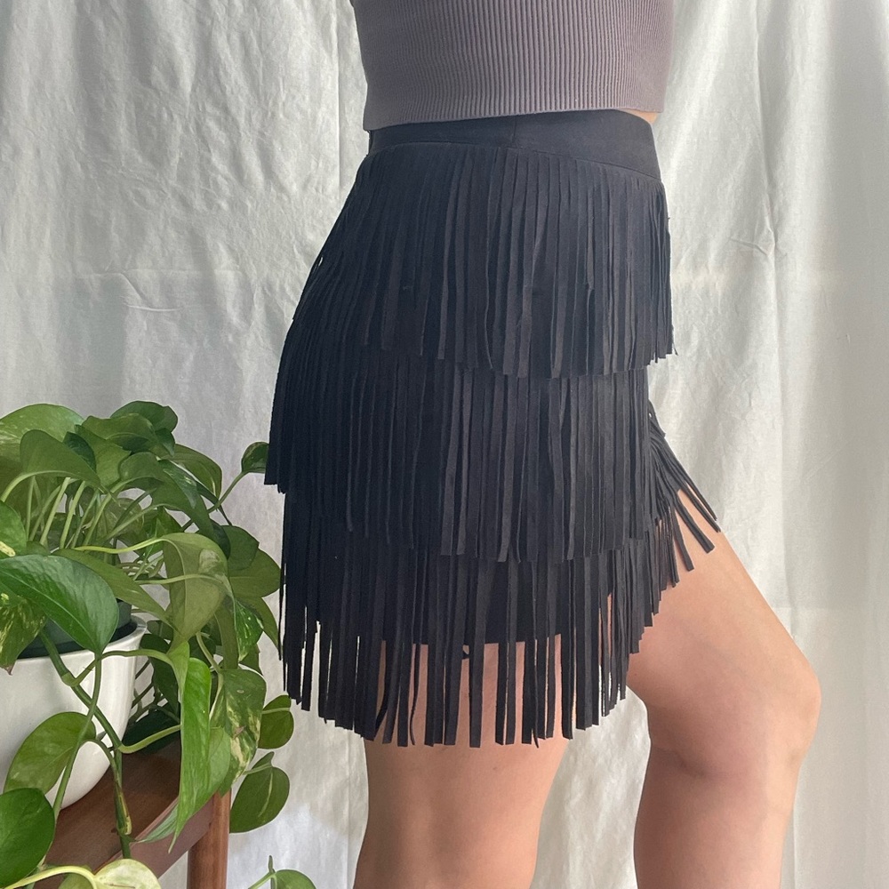 Black fringed skirt
